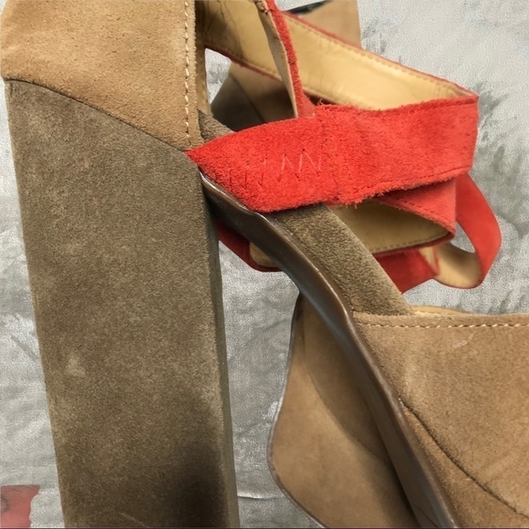 Zodiac USA Trixie Suede Leather Strappy 70’s Vibe Chunky Heels Zip Back Size 8 - Picture 11 of 13